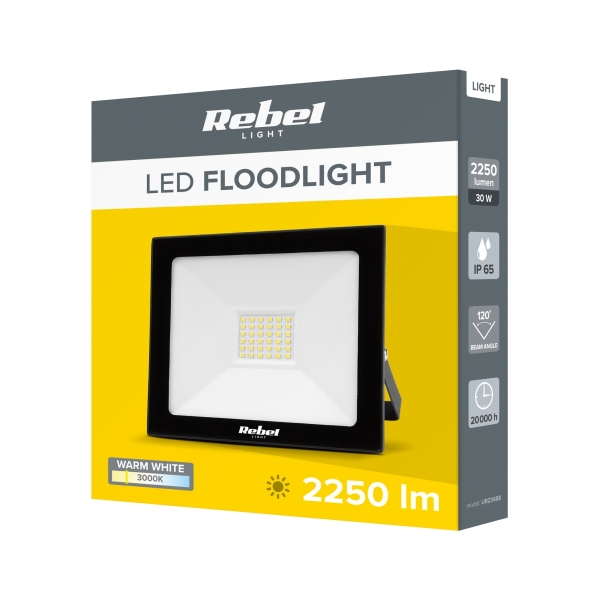 LED světlomet Rebel 30W (36x2835 SMD), 3000K, 230V