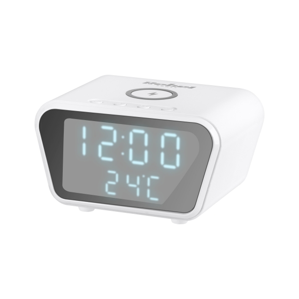 Digitální hodiny-budík s indukční nabíječkou (bílá)