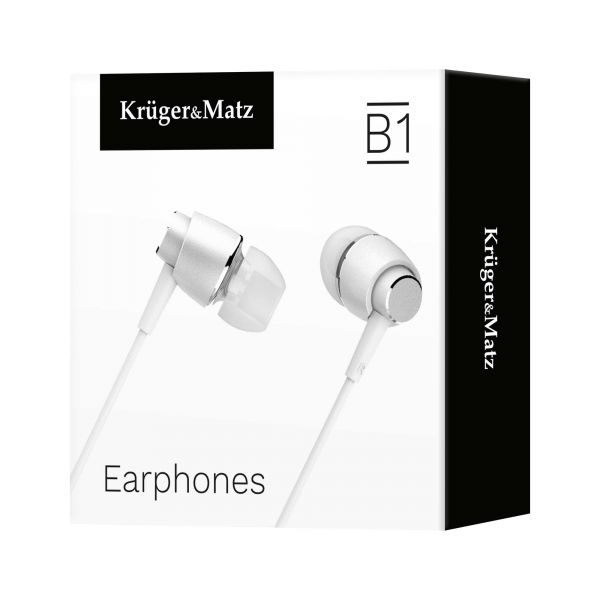 Kruger & Matz B1 sluchátka do uší s mikrofonem, bílá