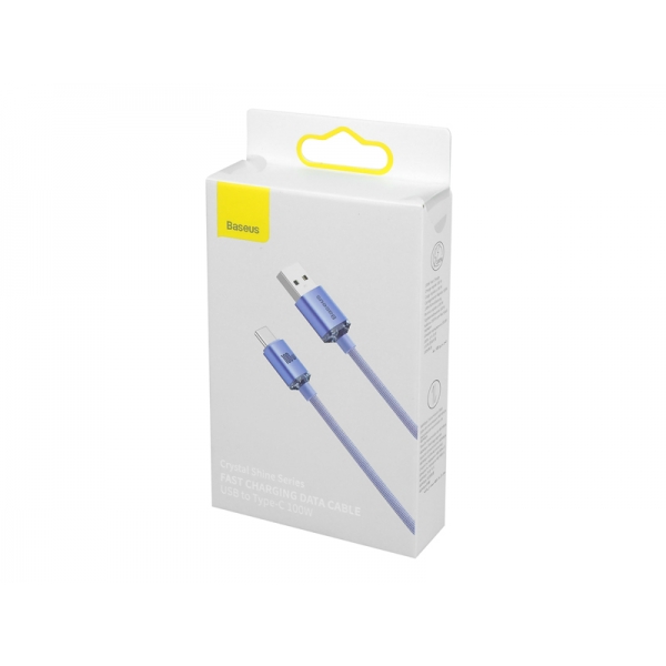 PS USB-Type-C kabel 1,2m, 5A, 100W, BASEUS Crystal Quick Charge.