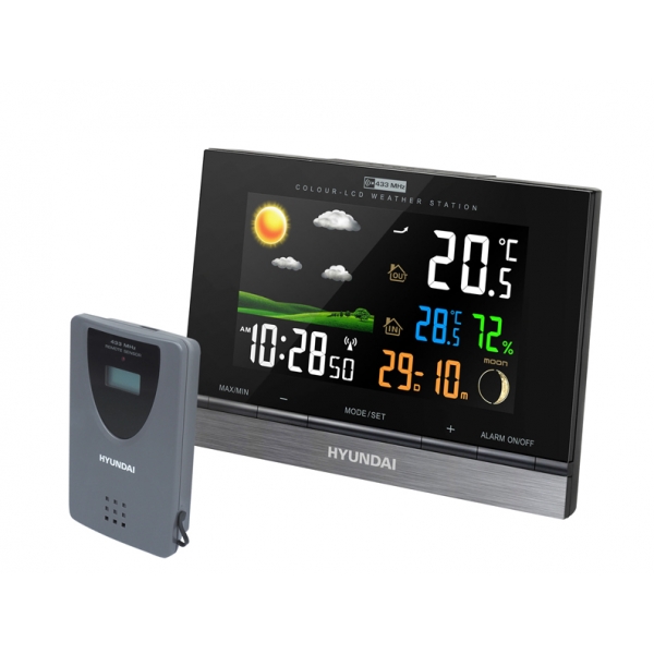 PS HYUNDAI WS2303 meteostanice LCD barva, čas, teplota, datum, předpověď, budík