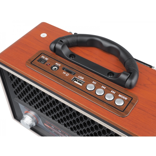 PS Přenosné rádio RETRO MK-197 Bluetoth, USB, TF karty, AUX, dálkové ovládání, vestavěná baterie, černá-PLN