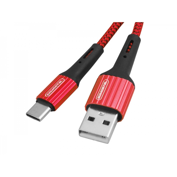 USB kabel SOMOSTEL TYP-C 3,6A RYCHLÁ NABÍJEČKA 3,0 1m POWERLINE červený SMS-BW06