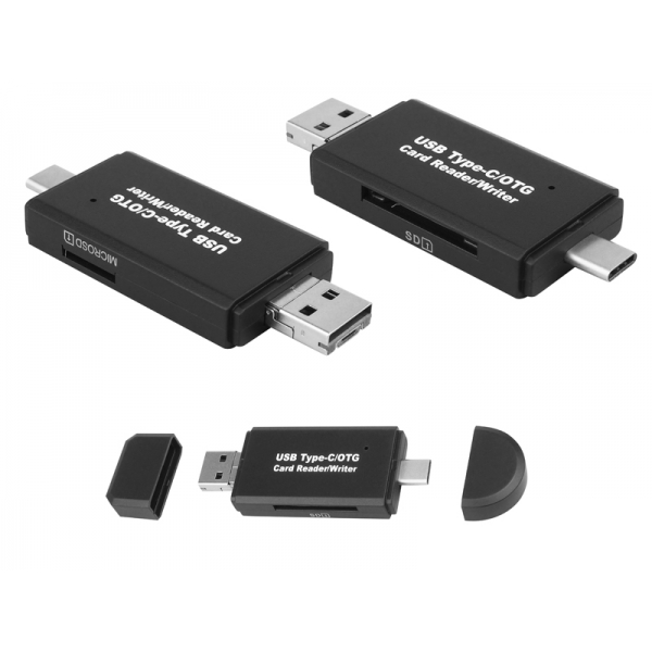 Čtečka karet 5 v 1 SD / microSD / USB / USB-C / microUSB.