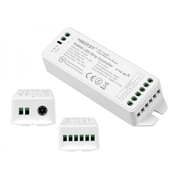Mi-Light RGBW přijímač, 2.4GHz / WiFi, pro 4zónová dálková ovládání, funkce stmívání, max. 12 A, 1 kanál
