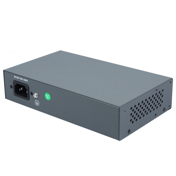 PS Switch 4portový PoE 802.3af, 2xUPLINK 1000Mbps vestavěný DC 52V napájecí zdroj Extend mode (250m) čip