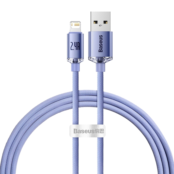 PS USB kabel - IPHONE 8pin Lightning, 1,2m, 2,4A, BASEUS Crystal Quick Charge.
