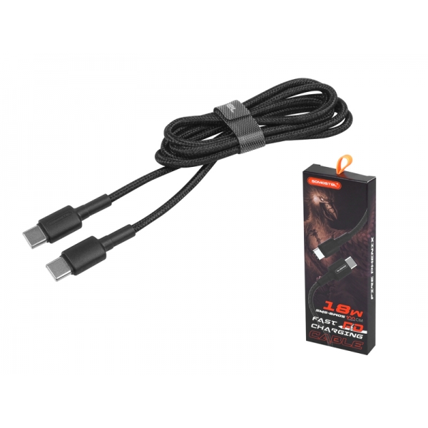 USB KABEL TYP-C -TYP-C PD / 3.6A18W / 1m SOMOSTEL BLACK SMS-BW05