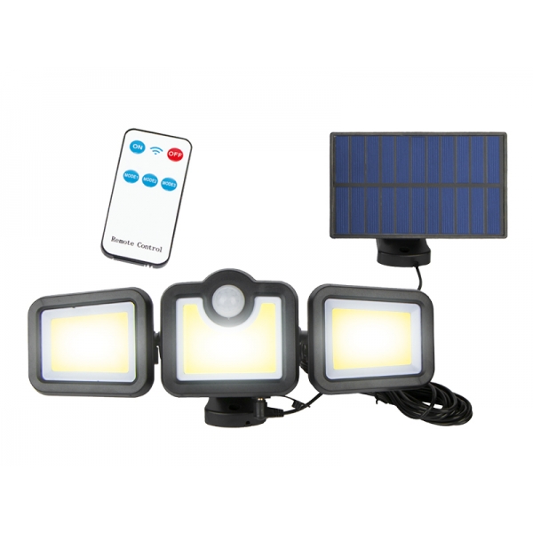 Nastavitelné solární nástěnné svítidlo LTC, 108 LED smd 300lm, IP65, pohybový senzor, baterie 2400mAh
