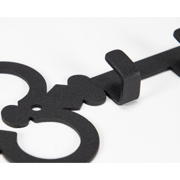 Kovový věšák na klíče černá mat ve tvaru klíče