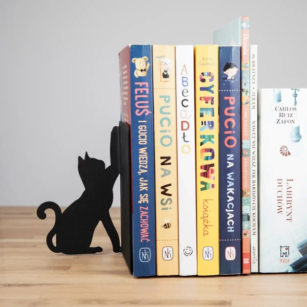 Kovová kočka na podporu knih s tlapkami nahoru