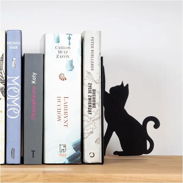 Kovová kočka na podporu knih s tlapkami nahoru