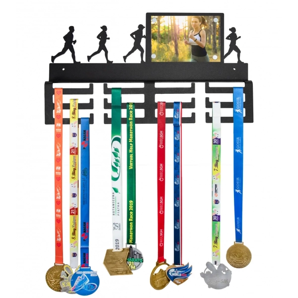 Kovový věšák na medaile 40cm běhouny s rámem