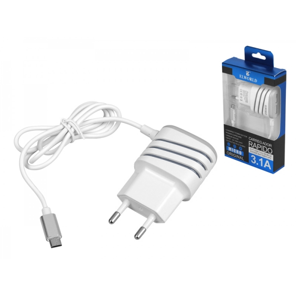 Domácí a cestovní nabíječka RAPIDO Micro Usb Plug, 2x USB 3.1A BOX