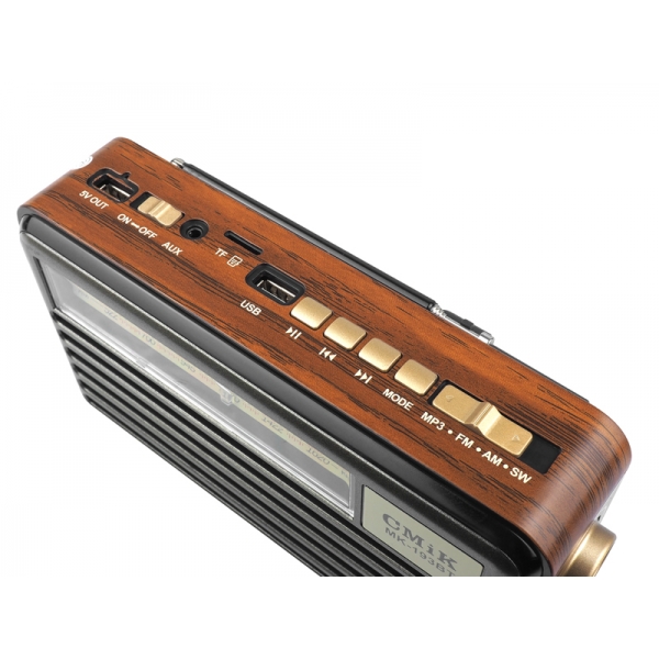 RETRO přenosné rádio se solárním panelem MK-193BT Bluetooth,USB,TF, USB LED světlo s akumulátorem