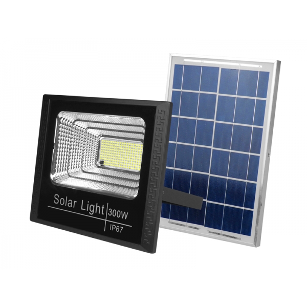 LED světlomet 300W 6500K 3600lm se solárním panelem