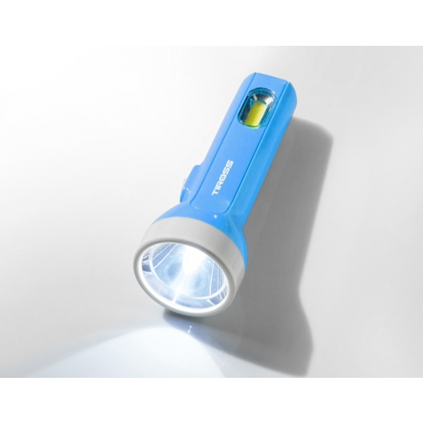 Ruční svítilna TS-2206 1-LED 70lm+1-LED COB 80lm 2xAA, modrá.