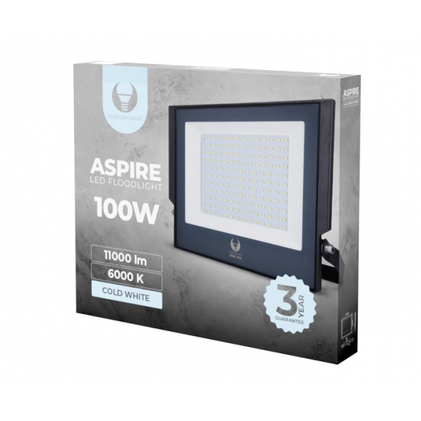 ASPIRE LED světlomet 100W 6000K 11000lm 230V věčné světlo