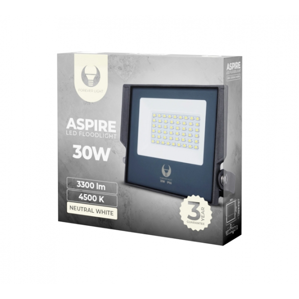 ASPIRE LED světlomet 30W 4500K 3300lm 230V věčné světlo