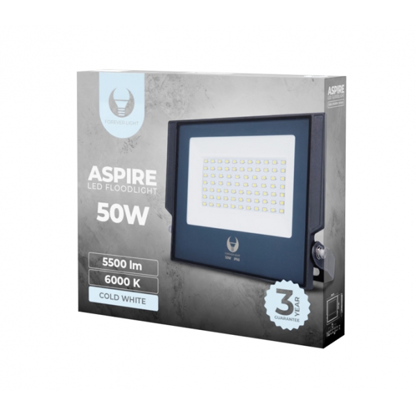 ASPIRE LED světlomet 50W 6000K 5500lm 230V věčné světlo