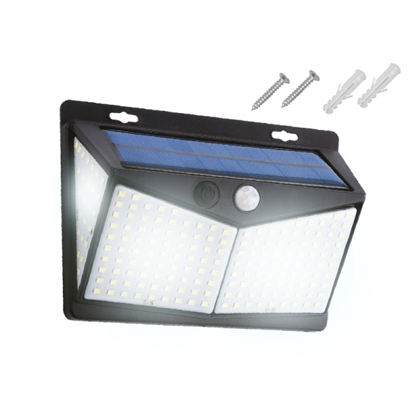 LTC solární nástěnné svítidlo, ABS, 208*SMD LED, 5.5V 130MA, snímač pohybu za soumraku, vodotěsný.