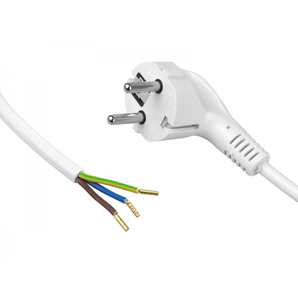 Napájecí kabel PS 3x1 1,5m bílý s neodnímatelnou zástrčkou 16A UNI-SCHUCKO