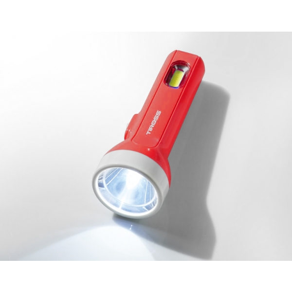 Ruční svítilna TS-2206 1-LED 70lm+1-LED COB 80lm 2xAA,červená