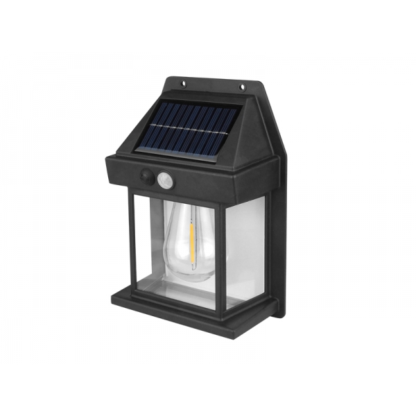 Solární nástěnné svítidlo s COB žárovkou, teplým bílým světlem,baterií,snímačem pohybu a soumraku