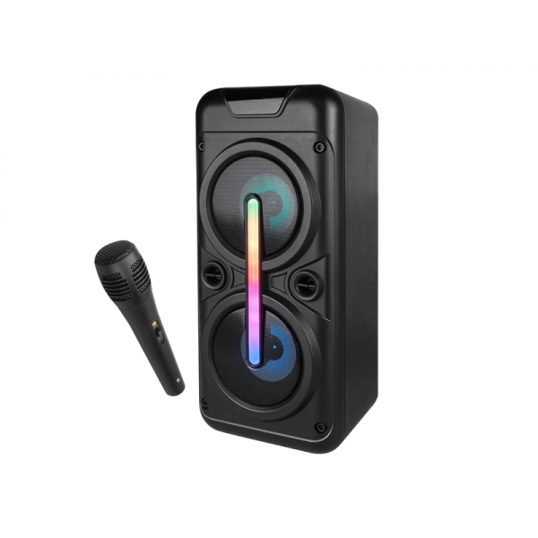 Bluetooth reproduktor BKK 2x4"FM/AUX/SD/USB , LED podsvícení mikrofonu 2x1500mAh baterie