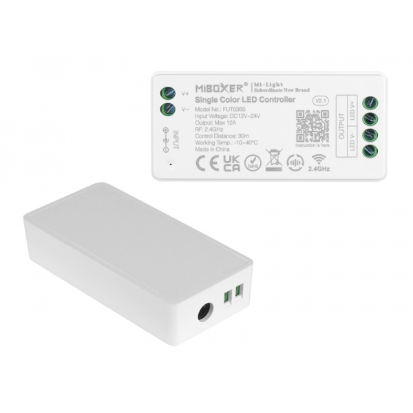 Mi-Light stmívač /4-zónový přijímač, dálkové ovládání, panel, max. 12 A, 1 kanál max. 12 A, 2