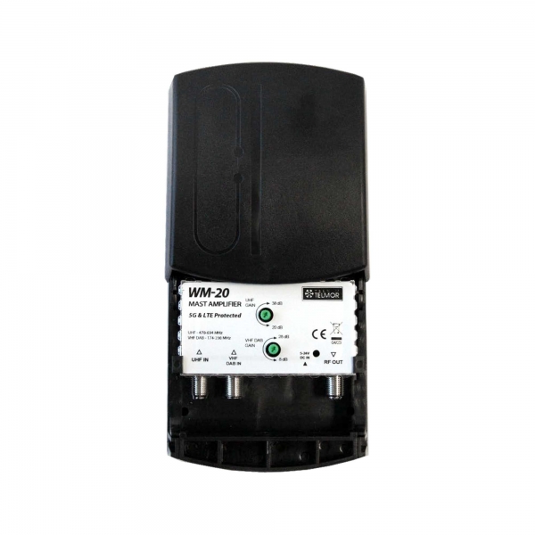 WM-20 UHF VHF DVB-T2 5G CHRÁNĚNÝ Telkom Telmor stožárový zesilovač