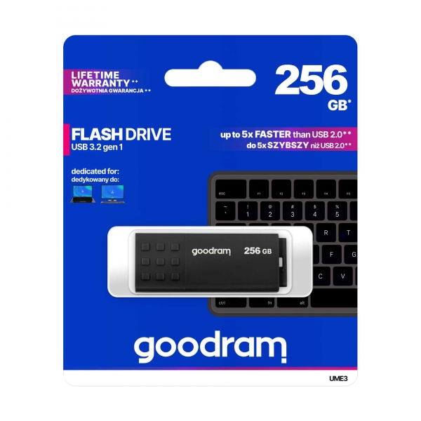 Goodram USB 3.2 flash disk 256GB černý