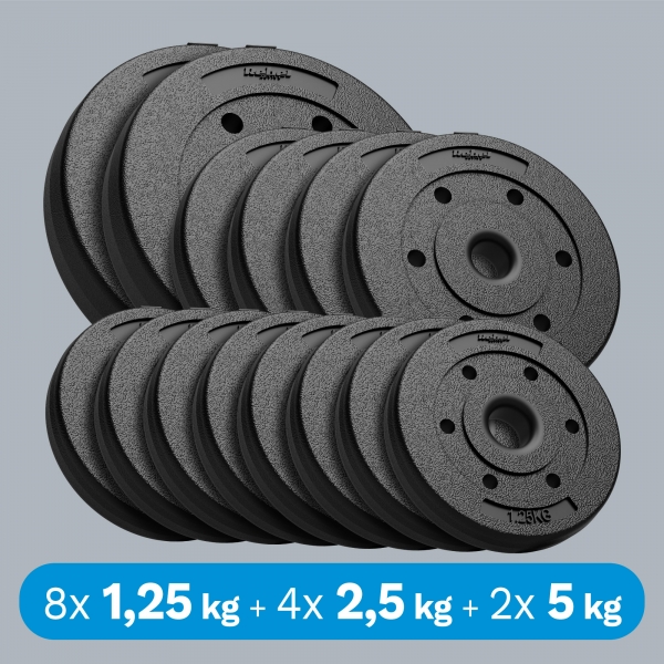 Sada bitumenových zátěží 30kg (8x1,25kg + 4x2,5kg + 2x5kg), otvor 31mm, REBEL ACTIVE