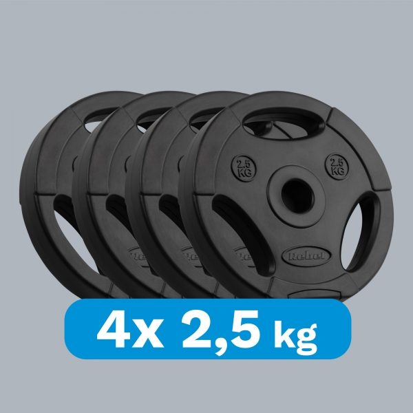 Sada bitumenových závaží 4x2,5kg, otvor 31mm, deska s madly, REBEL ACTIVE