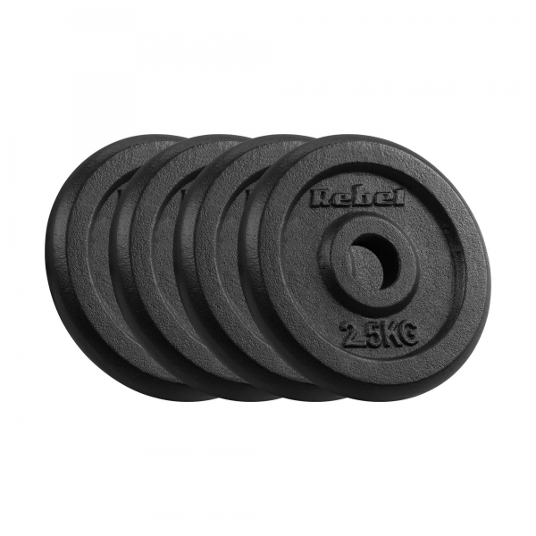 Sada litinových závaží 4x2,5kg, otvor 31mm, klasická deska, REBEL ACTIVE