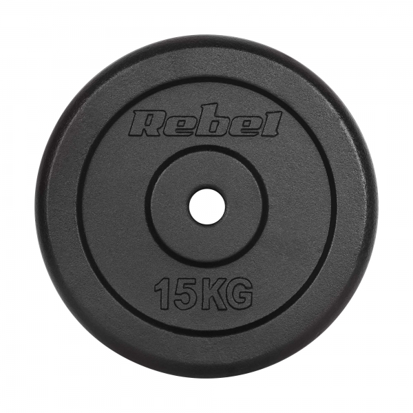 Sada litinových závaží 2x15kg, otvor 31mm, klasická deska, REBEL ACTIVE