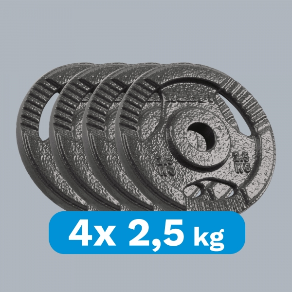 Sada litinových závaží 4x2,5kg, otvor 31mm, deska s úchyty, REBEL ACTIVE