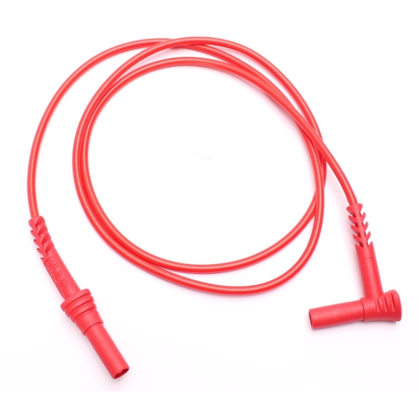 Bezpečnostní kabel čtvercový-rovný banánek 4mm 10A PPS1C-0002-R CAT IV 600V, SILIKON. Červené