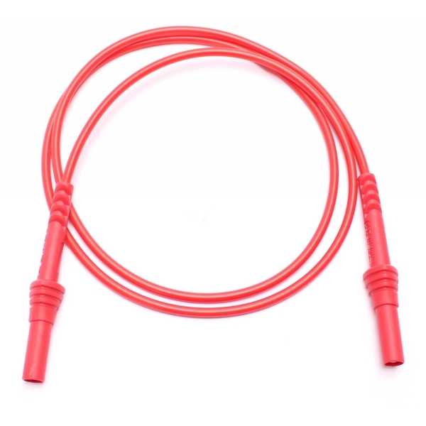 Bezpečnostní kabel rovný-přímý 4mm banánek PPS1C-0005-R 10A, CAT IV 600V, červený